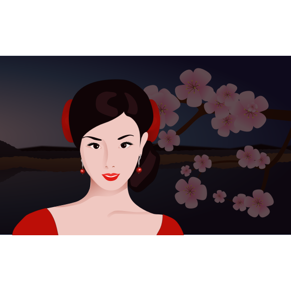 Download Asian Woman With Flowers In Background Vector Clip Art Free Svg
