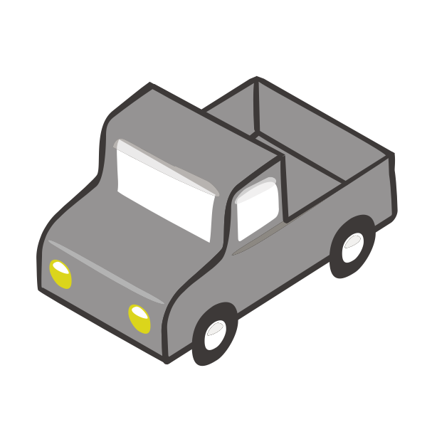 Vector illustration of grey pickup truck from above