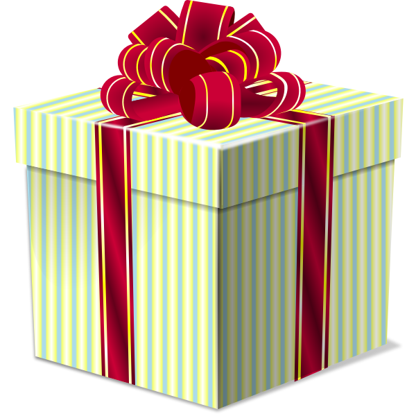 Gift box with a bow on top vector drawing | Free SVG