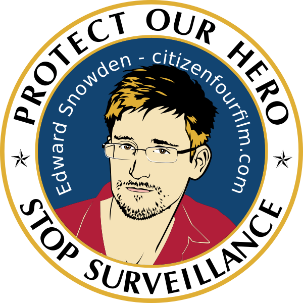 Protect our hero label against NSA vector illustration