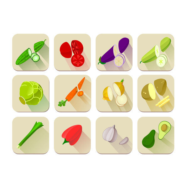 Vector graphics of a selection of vegetables