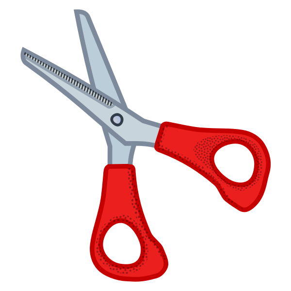 Small red scissors line art vector illustration
