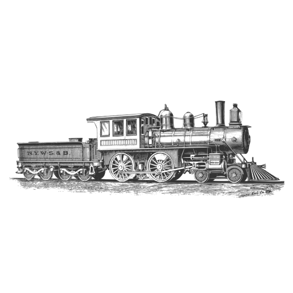 Steam locomotive detailed vector drawing