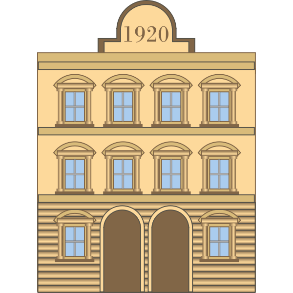 Vector graphics of 1920s neoclassical building