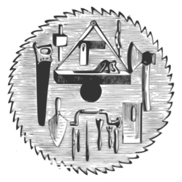 Vector image of circular saw with various hand-tools