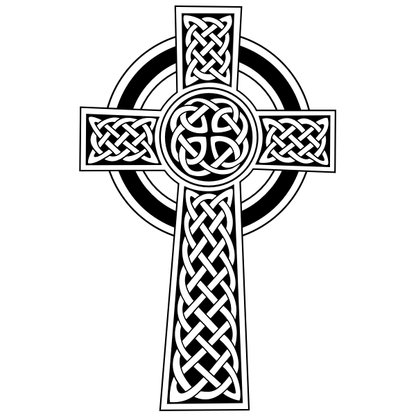 Vector clip art of black and white Celtic cross
