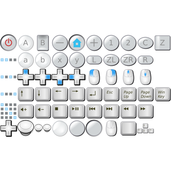 Wii buttons, mouse buttons, keyboard keys