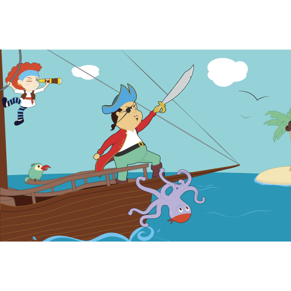 Cartoon pirate boat