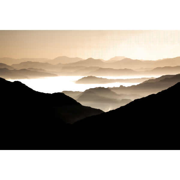 Misty valley vector silhouette