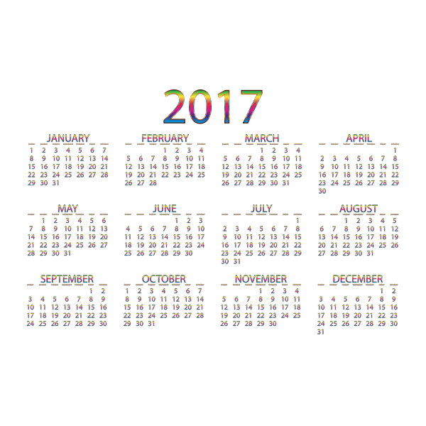 2017 Calendar Chromatic No Background