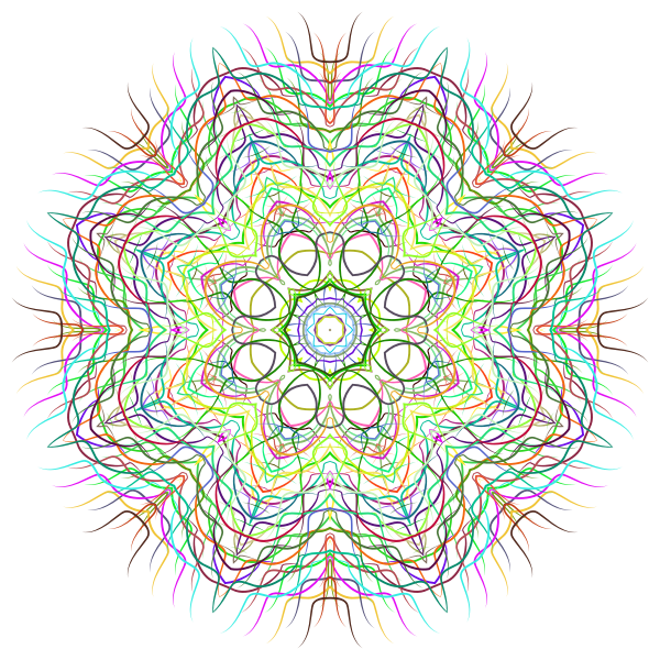 Prismatic Line Art Mandala No Background