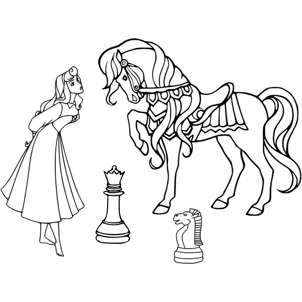Chess with princess and horse