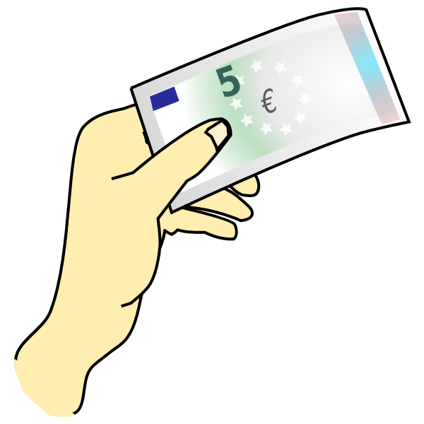 Hand holding 5 euros