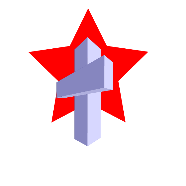 A cross and red star