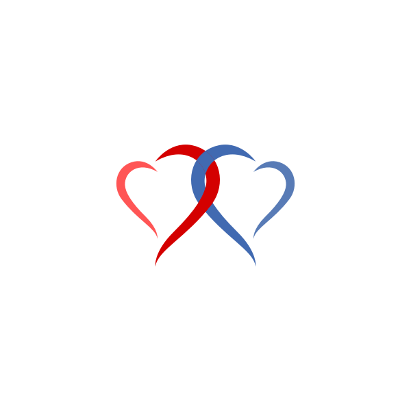 Blue and red heart logo concept