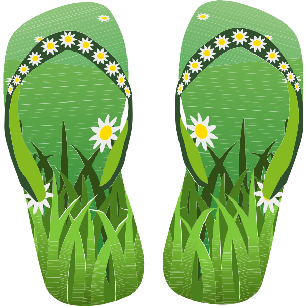 Thong Green With Grass and Flowers Remake