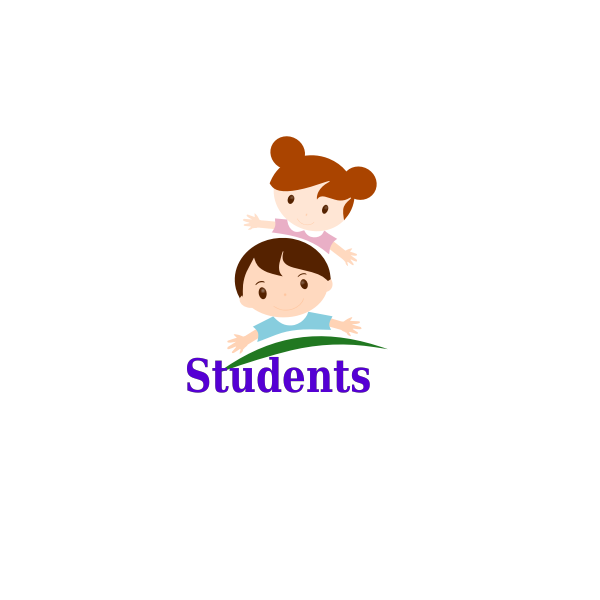 Kids with ''students'' lettering