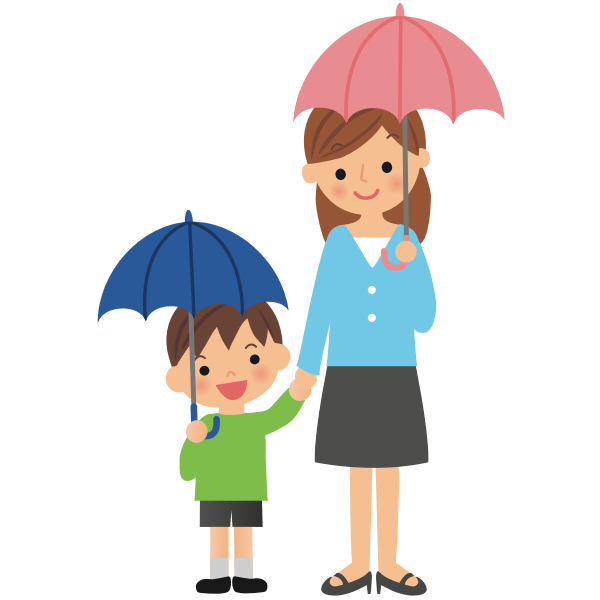 Umbrellas with mother