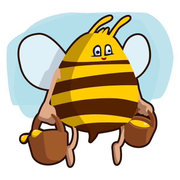 Cartoon bee carrying honey
