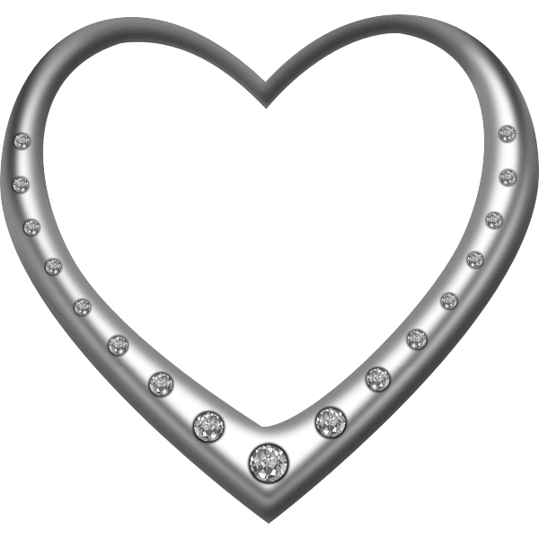 Silver heart studded with diamonds
