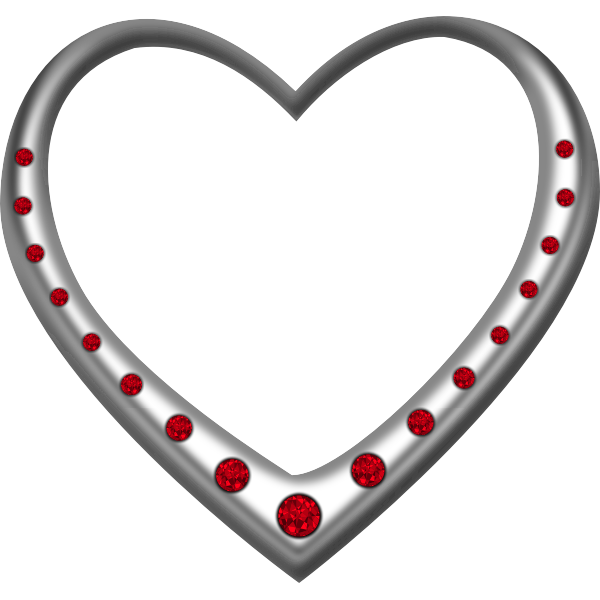 Silver heart studded with rubies