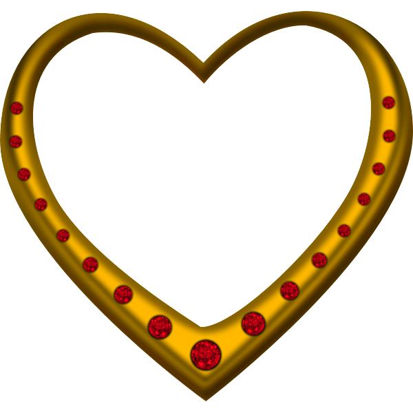 Gold heart studded with rubies