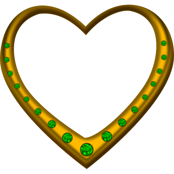 Gold heart studded with emeralds