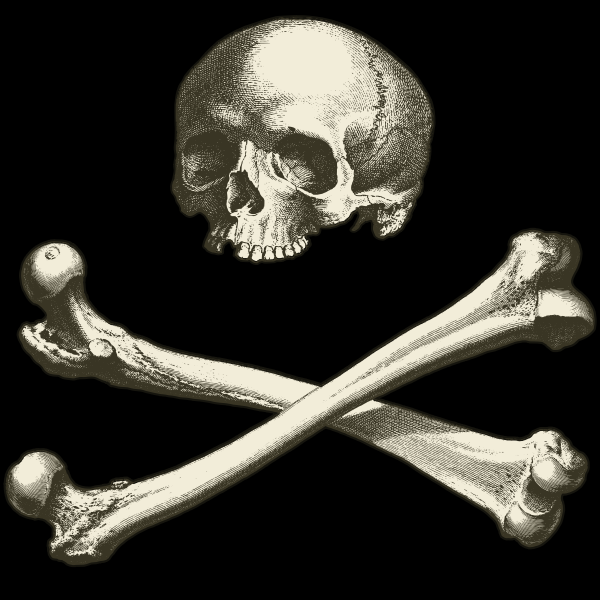 Skull and bones with black background