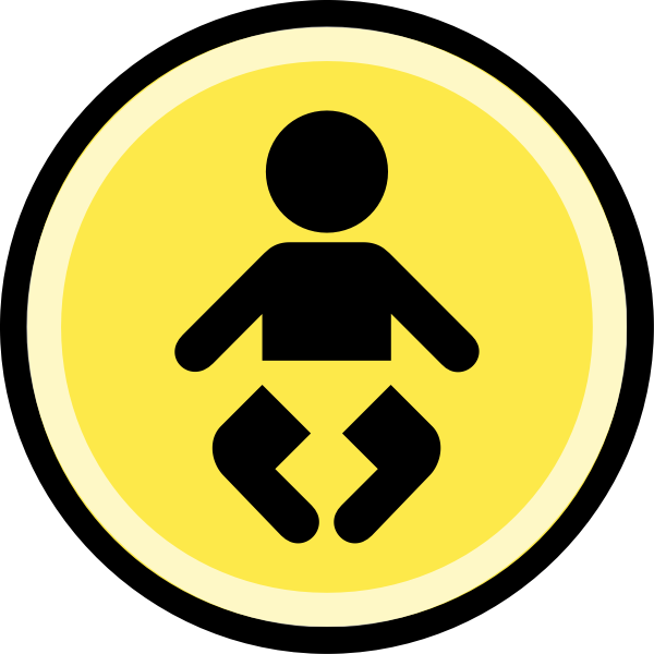 Button - difficulty - baby, very easy (black on yellow)