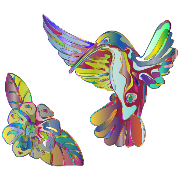Prismatic hummingbird and flower