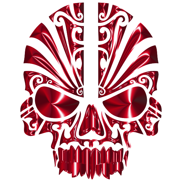 Tribal Skull Silhouette 2 Crimson No BG