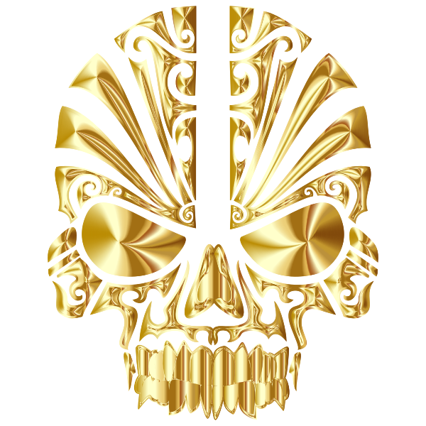 Tribal Skull Silhouette 2 Gold No BG