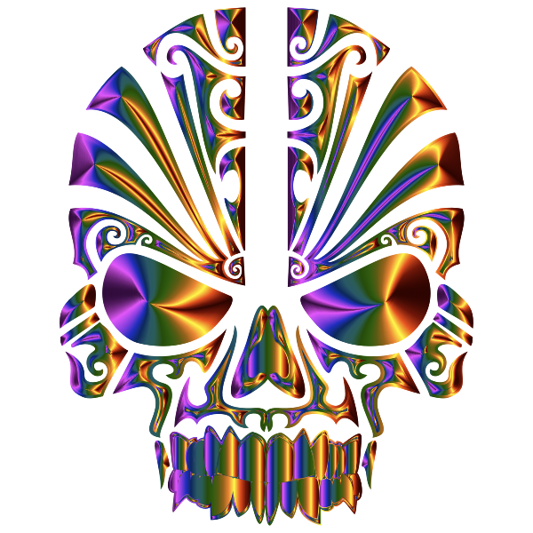 Tribal Skull Silhouette 2 Chromatic No BG