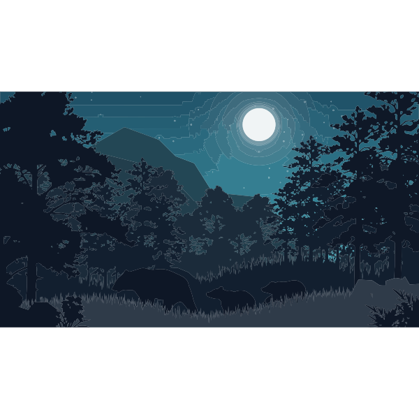 Digital night forest illustration