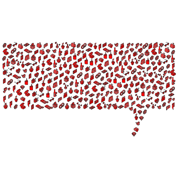 Isometric Valentines Speech Bubble Icons
