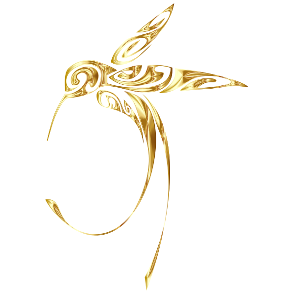 Ornamental Hummingbird Line Art Gold No BG