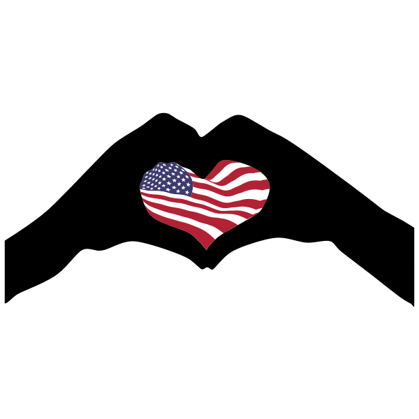 Heart Hands Silhouette America Flag