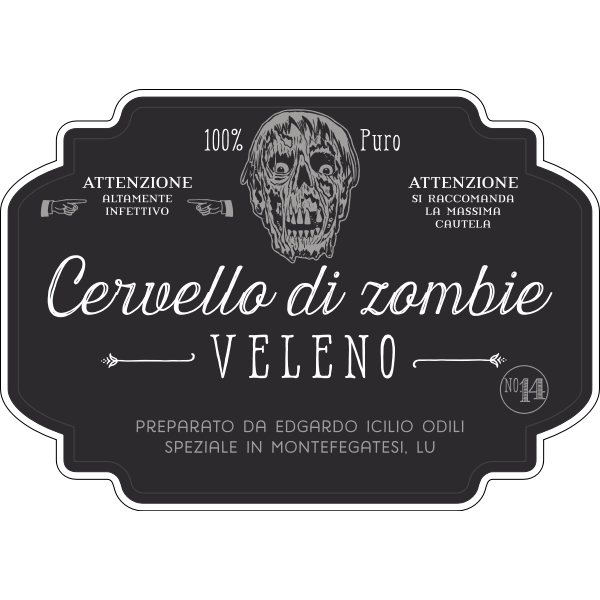 Etichetta per Halloween - Cervello di zombie