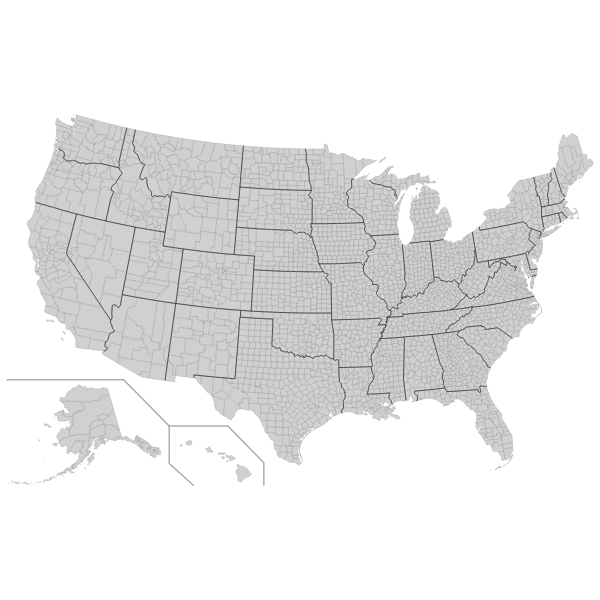 United States With County Borders