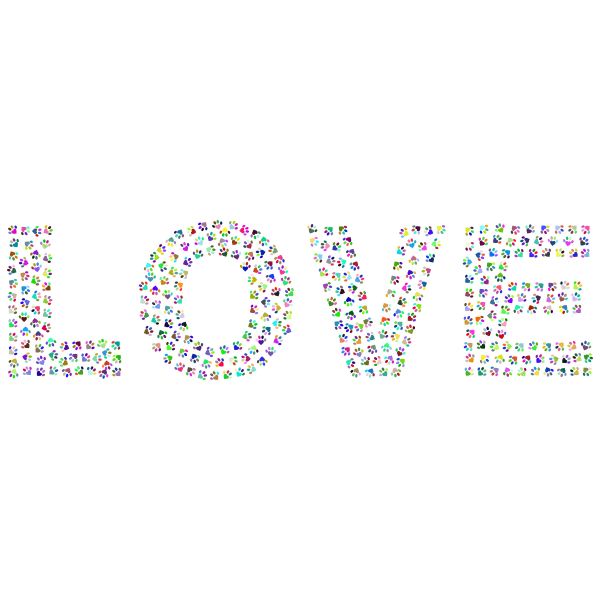 Heart Paws Love Typography Prismatic