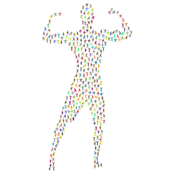 Bodybuilder Flexing Fitness Icons Polyprismatic