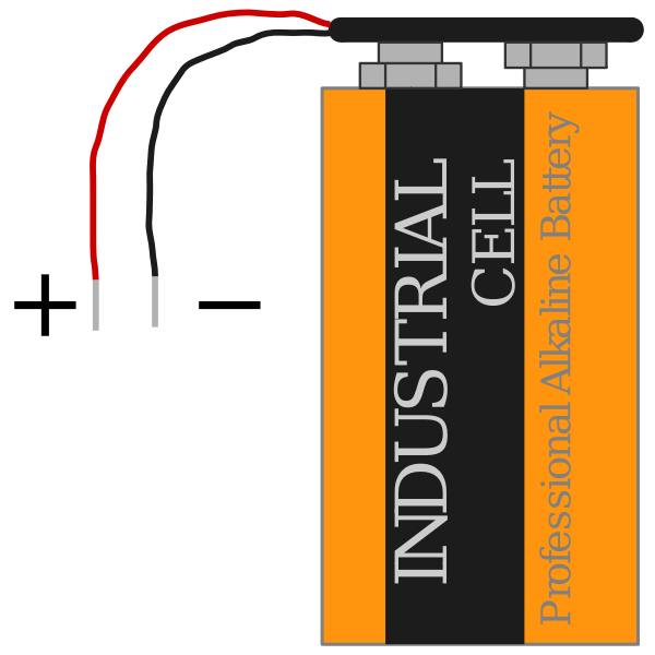 9 V battery with clip and polarity