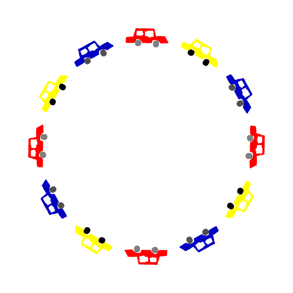 Circular frame made of cars