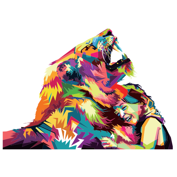 Geometric Lion And Lamb Pop Art By RizkyDwi123