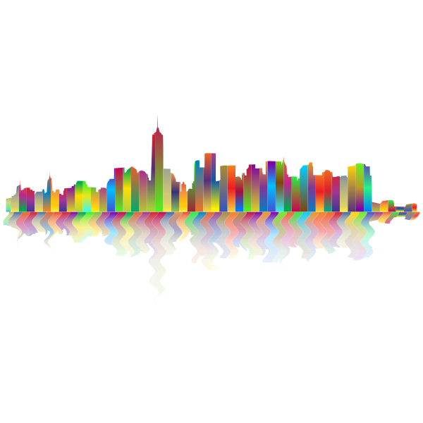 New York Cityscape Silhouette Polyprismatic With Reflection