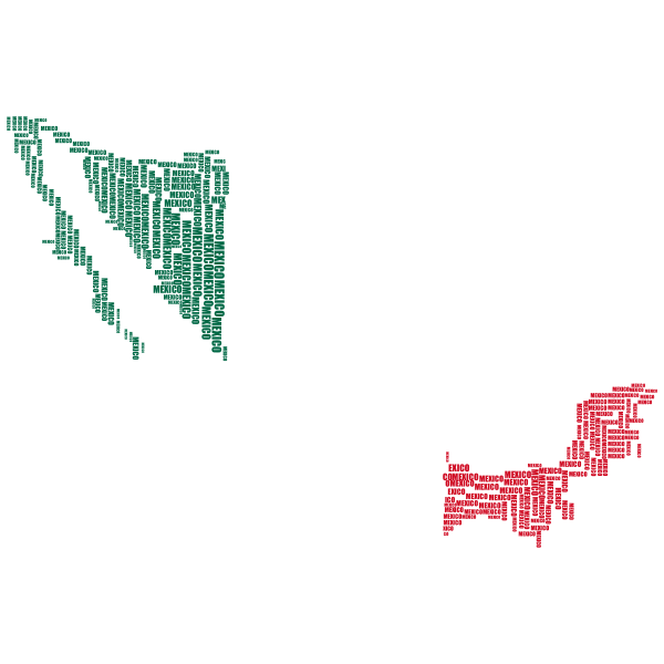 Mexico Map Word Cloud Flag Colors | Free SVG