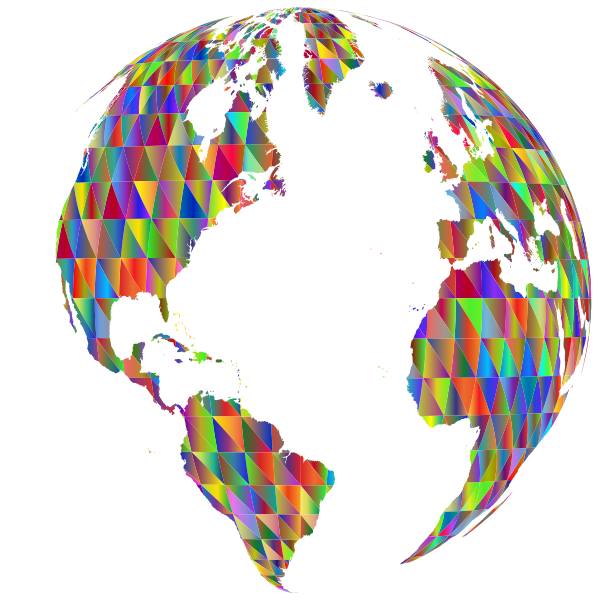 Polygonal Low Poly Polyprismatic World Globe No BG