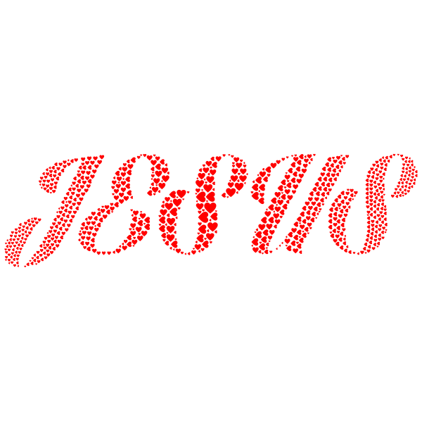 Jesus Hearts Typography Red