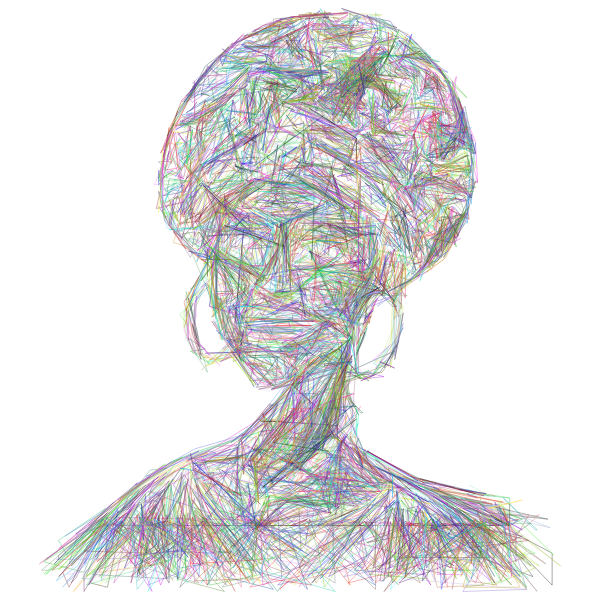 African Woman Illustration Geometric Wireframe Prismatic