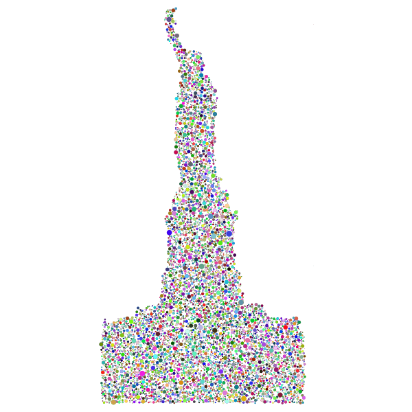 Statue Of Liberty Profile Silhouette Circles Prismatic